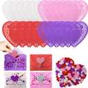 300PcsCraft Gift Heart Paper Doilies Sets Including 100 * 10 Inch Valentine Lace Paper Heart Doilies, 200 Glitter Heart Shaped Stickers for Mother's Day Wedding Cakes Desserts Food Decor