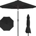 Kingdura 10FT Outdoor Patio Umbrella, Round Market Table Umbrella with PushButton Tilt and Crank Lift, 8 Sturdy Metal Ribs, UV50+ Protection Canopy for Backyard, Lawn, Deck, Poolside, Garden (Black)