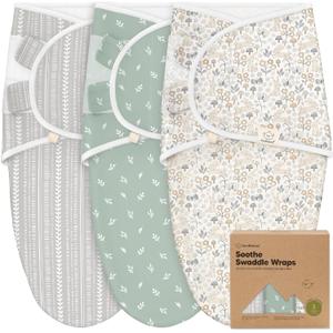KeaBabies 3-Pack Organic Baby Swaddle Sleep Sacks - Swaddles for Newborns, Infant 0-3 Months, Baby Girls, Boys, Soft & Snug Newborn Sleep Sack, Nursery Swaddling Blankets (Prairie) (One Size)
