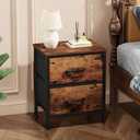 Sweetcrispy Nightstand with 2 Storage Drawers, 20" Height Small Bed Side Furniture End Table, Wooden Top Fabric Cabinet Kids Night Stand Mini Dresser for Bedroom, Closet, Entryway, Dorm
