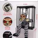 Screaming Animated Halloween Decorations, Halloween Decor Prop with Motion Sensor, Scary Skull Cage Prisoner Haunted House Decor, Spooky Hanging Ghost Halloween Decorations Outdoor Indoor