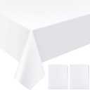 15 Pack White Paper Tablecloths for Rectangle Tables 55 x 110 Inch 3 Ply Table Cloths with Plastic Backing Disposable Paper & Plastic Table Cloth for Wedding Birthday Party