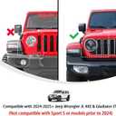 Linksip Angry Eye Headlight Covers Compatible with 2024 2025+ Jeep Wrangler JL 4XE & Gladiator JT Sport Rubicon Sahara Willys Mojave, Head Lamp Angry Bird Bezel Rings, Exterior Accessories(Black)