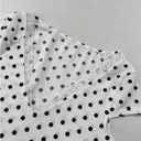 WDIRARA Women's Polka Dots Crop Tops Lace Trim V Neck Cap Sleeve Fitted T Shirts (White)