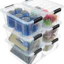 EOENVIVS Plastic Storage Bins with Lids 6 Pack, 7 Quart Storage Containers With Black Buckle Latch, Stackable Storage Organizers for Home Pantry Office Classroom Organization, Clear
