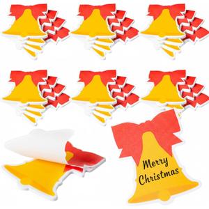 Jetec 24 Pcs Bell Christmas Sticky Notes Bell Self-Stick Notepads Reminder Memo Pads Message Tabs for Xmas Party Decor Stationery Gift Annotating Books Office Study Supplies, 30 Sheets/pad