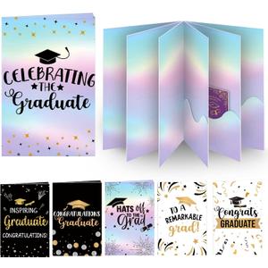 AmazingSpark 6 Set Graduation Gift Card Holder Class of 2026 University Gift Card Booklet with 5 Slots, Congratulations Grad Money Holder for High School College Graduates