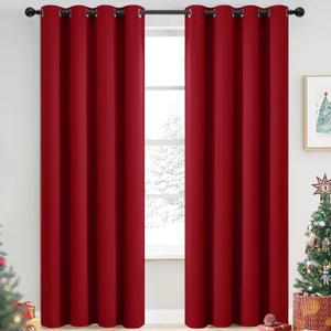 Yakamok Blackout Curtains Room Darkening Thermal Insulated Grommet top Window Curtains for Living Room, 52 x 84Inch, Red, Set of 2 (52"W x 84"L (Pack of 2))