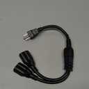 1.5 FT Extension Cord Splitter 1 to 2, 3 Prong Indoor Power Outlet Splitter, 16AWG Cable Wire Extender Space Saver for Halloween Lights, Christmas Decorations, Computer, Scanner, Black