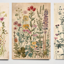 Set of Three Vintage Flower Prints V4 - Set of 3 Floral Plants - Paintings Photo Poster Wall Art Gift Museum Giclee Wild Garden Botanical