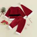 ZAXARRA Baby Christmas Clothes Boys Girls Santa Jacket Velvet Outwear Coat Long Pants with Hat Baby Santa Costume (12-18 Months)