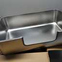 Low Entry Litter Box for Senior or Disabled & Injured Cats, Stainless Steel High Sided Enclosed Easy Step in Entry-Large Metal Kitty Litter Box for Kittens, Odor Control (23.6x15.7x5.9)
