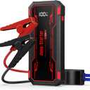 Car Jump Starter 6000A Car Battery Jump Starter Portable,12V Battery Jumper Starter Portable(10.0L Gas/8.0L Diesel),LCD Display Jump Box Jump Starter Battery Pack with Jumper Cables & Flashlight-Red (A-Red)