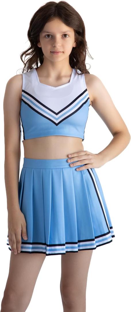 Princess Cheerleader Costume for Girls and Teens Top and Skirt Cheer Leader Cosplay Halloween Costumes (12 Years)