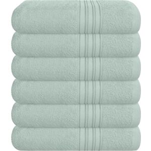 BOUTIQUO Ultra Soft Cotton 6 -Piece Hand Towel Set 16x24 Inch, Ideal for use in Bathroom, Kitchen, Gym, Spa & General Cleaning, Compact & Lightweight Multi Purpose Hand Towels - Sea Green