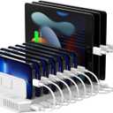 Unitek Multi Charging Station, 10-Port USB Charger for Multiple Device with SmartIC Tech and Adjustable Dividers, Organizer Stand Compatible with iPad, Tablet, Kindle, iPhone (60W, White)