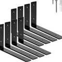 ELSKER&HOME Shelf Brackets 10 Inch, 8 Pack Floating Shelf L Brackets for Shelves Support, Black Metal Heavy Duty Shelf Brackets for DIY Decorative