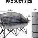 Oversized Double Camping Chair Heavy Duty Padded Double Folding Chair with Cup Holders & Carry Bag Foldable 2 Person Camping Chairs Outdoor Portable Couch for Lawn, Sports - Supports 900LBS Grey