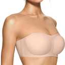 OEAK Womens Strapless Bras Jelly Push Up Bandeau Bra Non Slip Wireless Supportive Padded Bras Seamless Comfortable Tube Bra, Size M