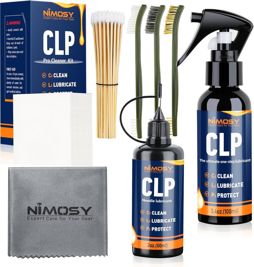 CLP Gun Cleaning Oil Kit-Includes 3.4oz Gun Oil 2oz Needle Lubricant, Gun Brushes Reusable Cloth Swabs and Patches,Gun Accessories Cleaner for Rifle Pistol Firearm Maintenance Gifts for Men