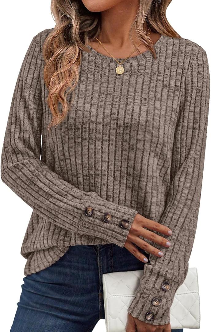 AUTOMET Women's Long Sleeve Shirts Fall Sweaters Lightweight Cute Tunic Tops Trendy Fashion Clothes 2026 Outfits (S)