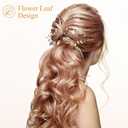 PAGOW 2 Pcs Leaf Hair Combs, Gold Rhinestone Hair Comb Clips, Hair Side Comb Clips, Crystal Wedding Headpiece Accessories For Women, Bride, Bridesmaid (4.90 x 2.58 inch)