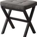 FILWH Bamboo Foot Rest Ottoman - Small Padded Desk Foot Stool for Office & Vanity - Black Legs + Gray