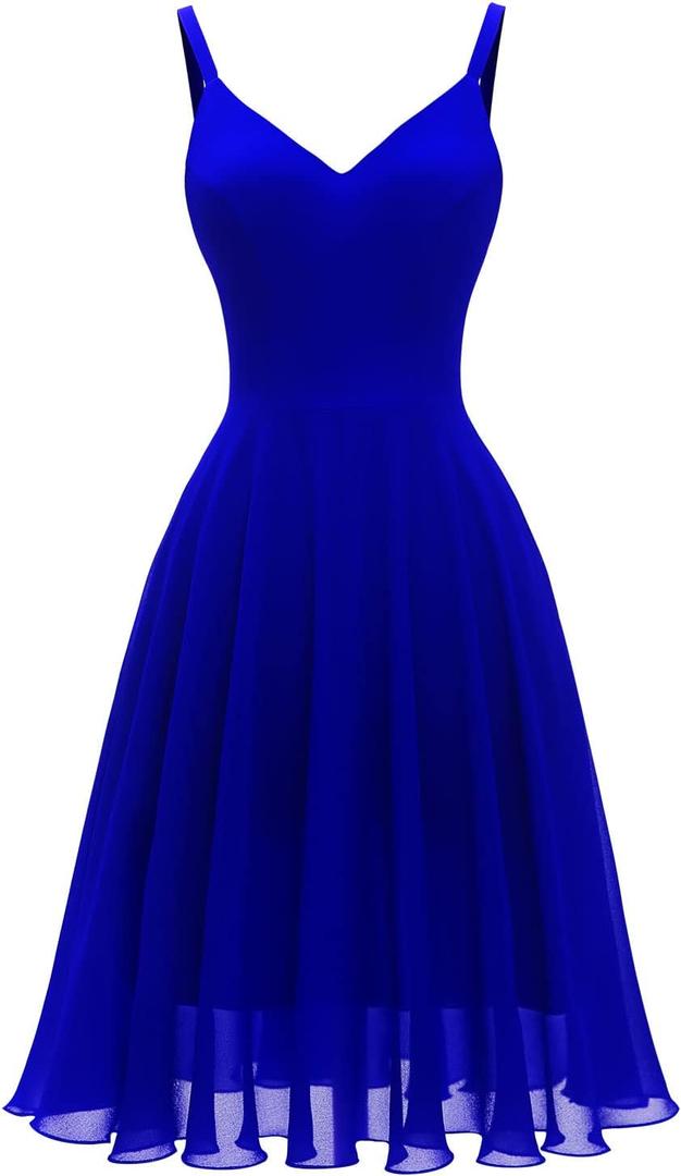 Ellames Women's 2025 Summer Dress Spaghetti Strap Cocktail Swing Beach Dresses V Neck Sundress (Medium, Royal Blue)