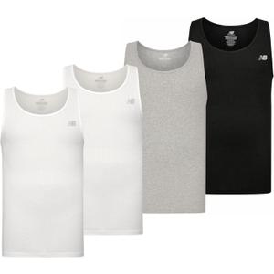 New Balance Men's Cotton Performance Rib Tank Top (Pack of 4) (Large, White/Light Heather Grey/Black/White)