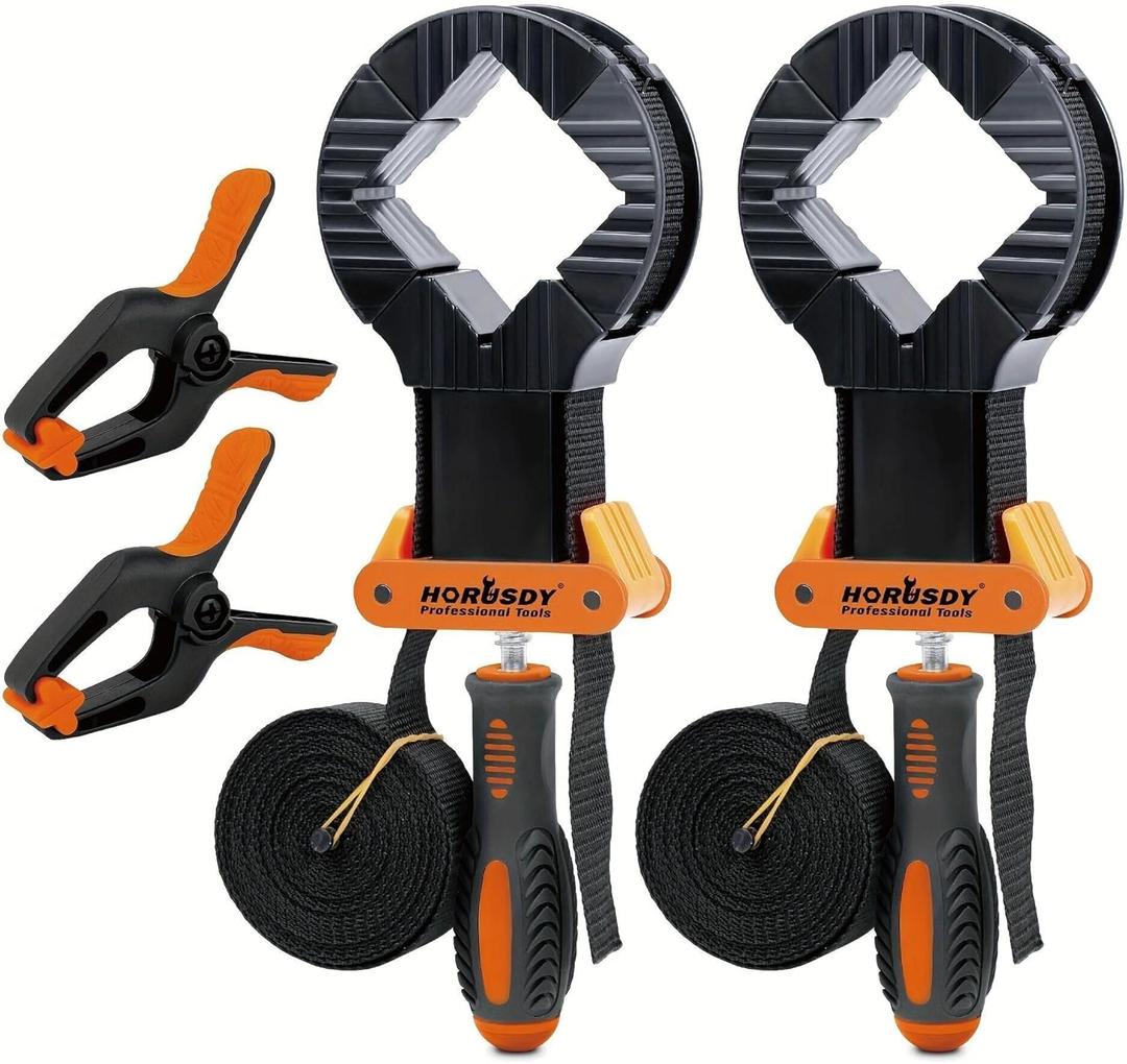 HORUSDY 4-Piece Band Clamp, Woodworking Frame Clamp Strap Holder for Picture Strap Clamp Strap Clamp (4-Piece Band Clamp)