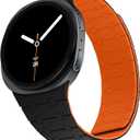 Magnetic Band Compatible with Samsung Galaxy Watch 8 Band 40mm 44mm/Galaxy Watch 8 Classic 46mm(2025), Silicone Sport Strap for Women Men, Black/Orange