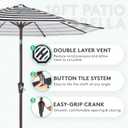 JEAREY 10FT Patio Umbrellas Outdoor Table Umbrella with Push Button Tilt and Crank, Market Umbrella 8 Sturdy Ribs UV Protection Waterproof for Pool, Garden (Black & White Stripe)
