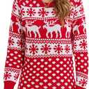 Ugly Christmas Sweaters Dresses with Santa Hat Knit Sexy Christmas Outfits for Women (Large, Reindeer Snowflake Red)
