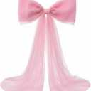 Canlierr Extra Large Organza Pink Bow Decorations 39 x 59 in