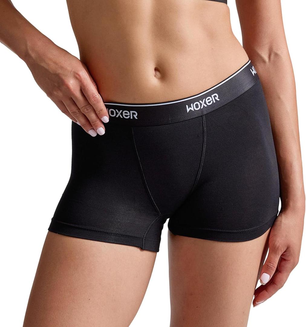 WOXER Boxer Briefs for Women Soft and Comfortable 3” inseam Micro Modal Boy Shorts Underwear (Black 2.0, XL)
