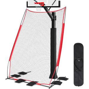 Gemscream Basketball Rebounder Basketball Return System Defensive Net 6.4 x 10 ft Sports Defender Net Catcher Guard and Backstop with 6 Refillable Sandbags for Shooting Return Outdoor Backyard