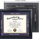 GMFrames 11x14 Diploma Degree Frame with Purple Mat or Display 15x18 Certificates without Mat,Solid Wood,Black Finish with Intricate Black Rope Detail,UV Protection Acrylic, 15x18 for 11x14 with Mat