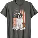 Saint Bernard Dog American Flag Men St. Bernard T-Shirt Asphalt Grey 3XL