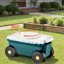 VEVOR Rolling Garden Cart with Seat, Metal Rolling Garden Work Seat with Wheels, Supports up to 400 LBS, Heavy Duty Gardening Cart Scooter, Outdoor Wagon & Stool on Wheels for Lawn, Patio, Backyard