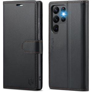 FLIPALM Wallet Case for Samsung Galaxy S22 Ultra, RFID Blocking Credit Card Holder, PU Leather Folio Flip Kickstand Protective Shockproof Cover for Samsung S22 Ultra (Black)