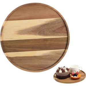 Wooden Circle Tray Round Decorative Serving Tray Rotating Base Large Size Kitchen Counter Organizer Versatile Decor for Home