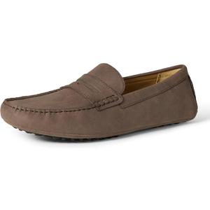 Amazon Essentials Men's Casual Driving Moc Loafers Slip-On Shoes (8, Brown Faux Suede)