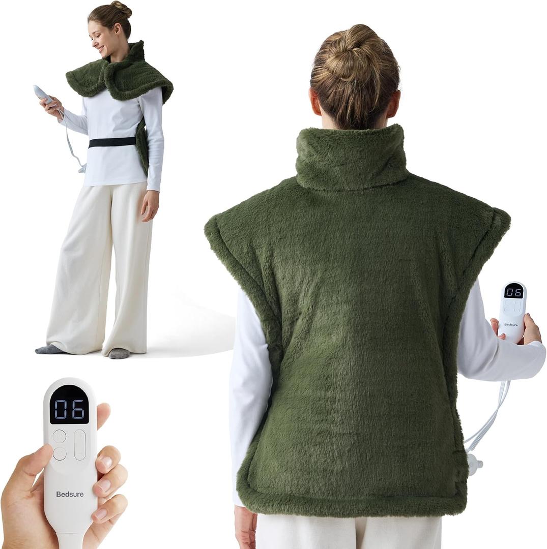 Bedsure Heating Pad for Neck and Shoulders and Back - Birthday Gifts for Women Men Mom Mens, FSA Eligible Items, Electric Heated Pad for Full Body, ETL Certified, Extra Large 24"x33", Dark Green