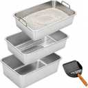 Triple Pan Stainless Steel Sifting Cat Litter Box, Extra Large