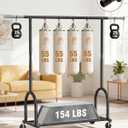 EAGMAK Heavy Duty Clothes Rack for Hanging Clothes Load 424 LBS, Height Adjustable Rolling Clothing Racks, Portable Metal Coat Rack Garment Wardrobe with Wheels and Shelves for Bedroom Laundry, Black