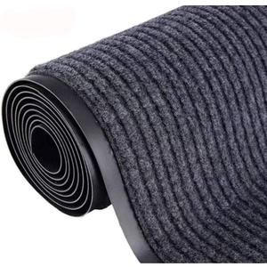 3x10Ft Commercial Indoor Outdoor Rug Grey Brush Step Entrance Floor Mat Commercial Runner Rugs with Rubber Backing for Hallways
