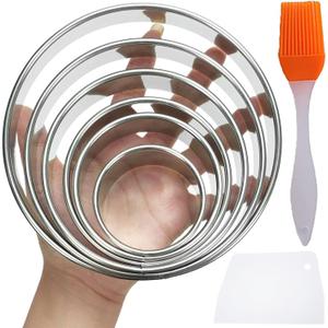 6 Packs Large Biscuit Cookie Cutter Set,Stainless Steel Round Cookie Cutter Molds,2/3/3.5/4/5/6 Inch, Large 6" 5" Cookie Baking Tool Set with Accessories for Pastry,Donut,Fondant,Cake,Cookie,Dumpling