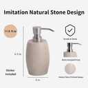 Clasin Home Sandstone Textured Resin Soap Dispenser with Metallic Pump and Waterproof Bottle Labels for Bathroom Kitchen Dish Hand Wash Shower Lotion Shampoo, 12 Oz, Beige