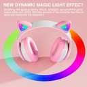 Bluetooth Noise Cancelling Headphones for Kids,Foldable Cat Headphone with LED Light Up Ear,Cat Ear Headphones for Toddler with Microphone/TF Card,Kids Bluetooth Earphones for ipad