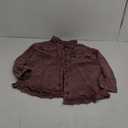 Vetinee Womens Oversized Button Up Frayed Hem Shacket Long Sleeve Pockets Denim Jean Jacket (Medium, Brown Stone)